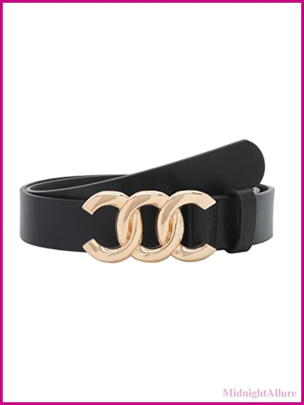 Women's Faux Leather Belt with Gold Buckle